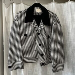 Sezane Erwann Jacket in Houndstooth, Size 38 (6/8, Medium/Large)